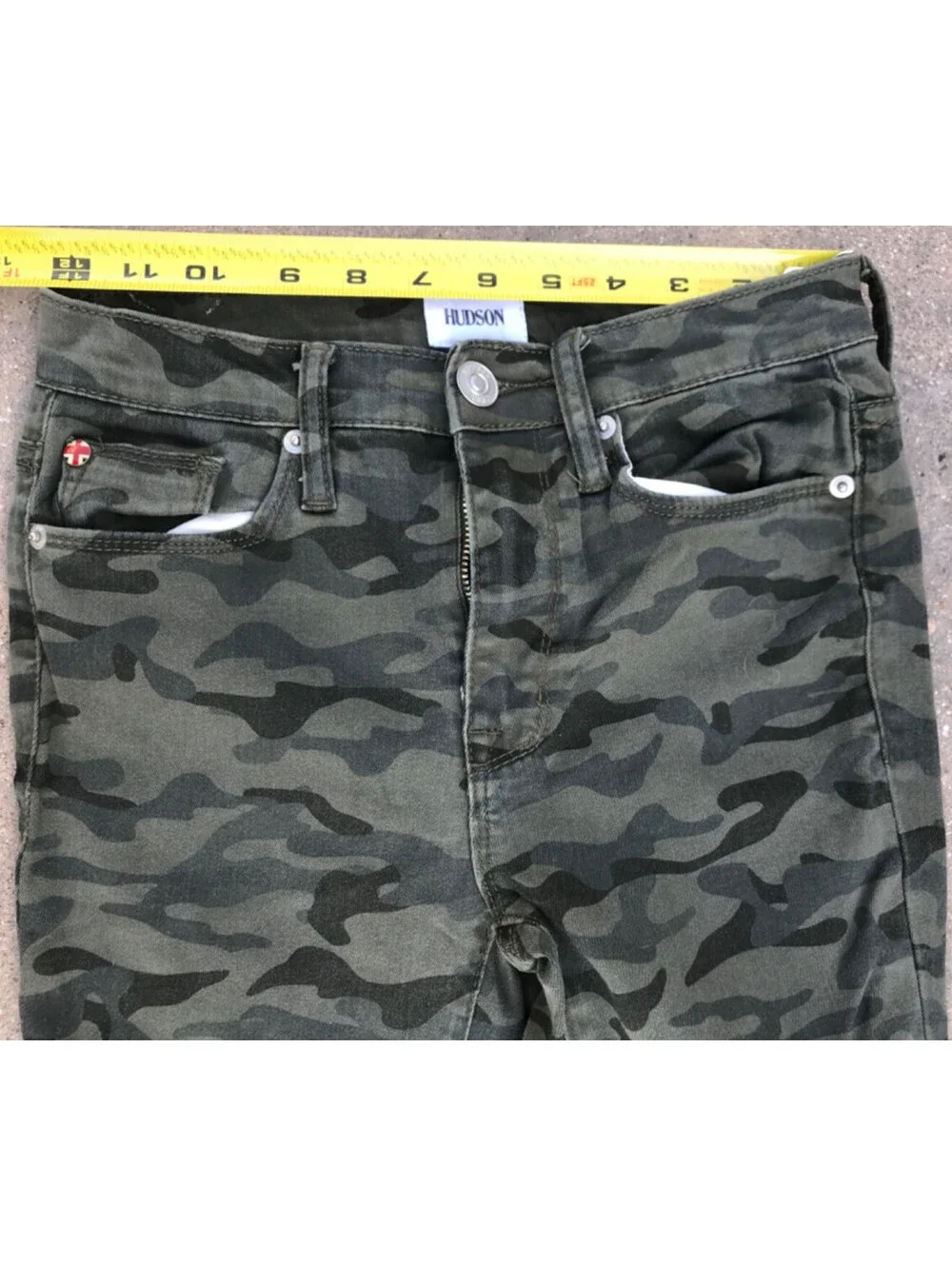Hudson Blair High Rise Super Skinny Ankle Jeans Green Camo Womens 24